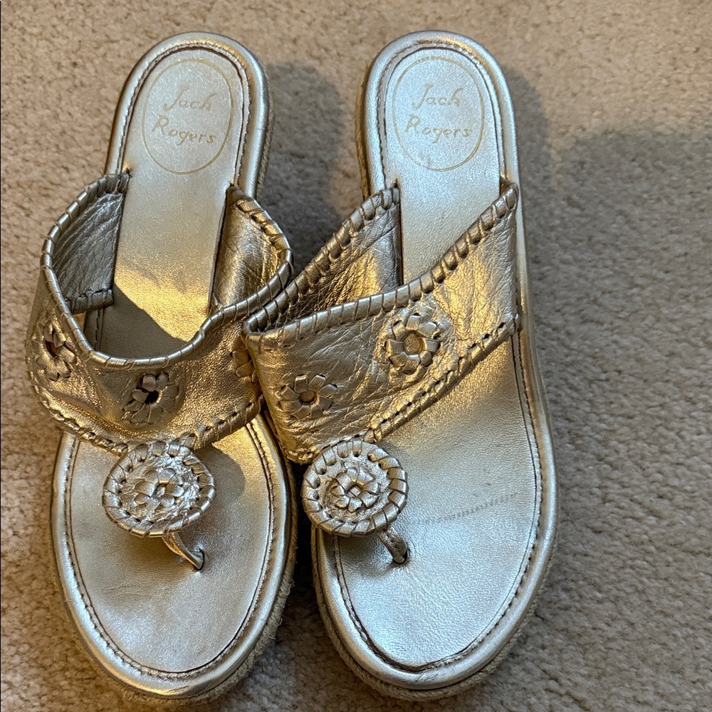 Jack Rogers Metallic Gold Thong Sandals